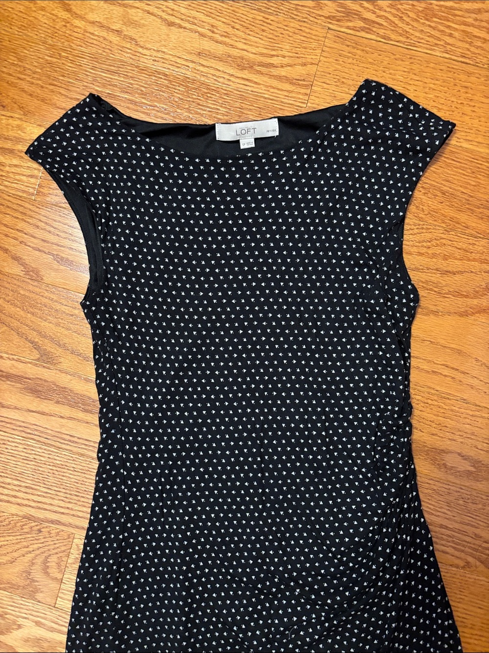 Ann Taylor Loft Small Petite Sleeveless Mini Dress Black White Geometric Stretch - Picture 3 of 14